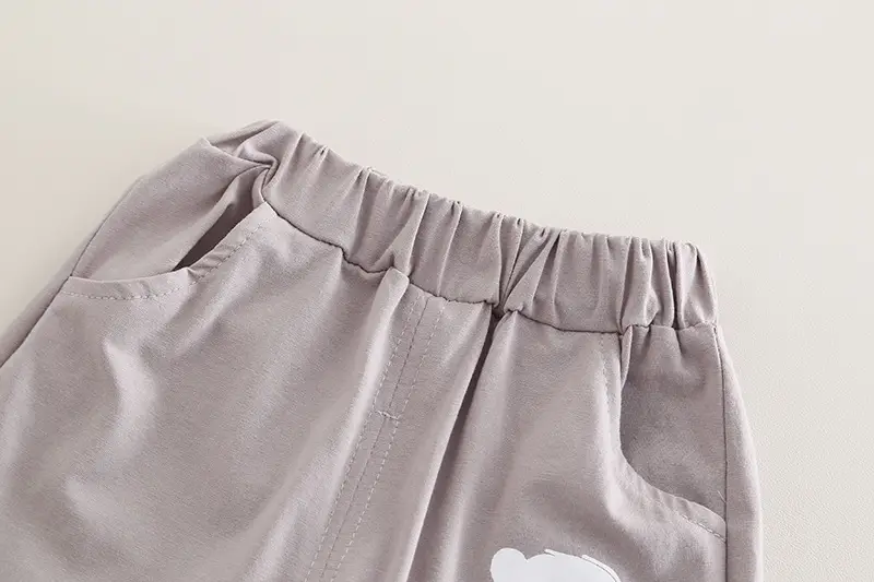 Kids Printed T-Shirt Shorts Set White Grey Summer Wear — feature 11