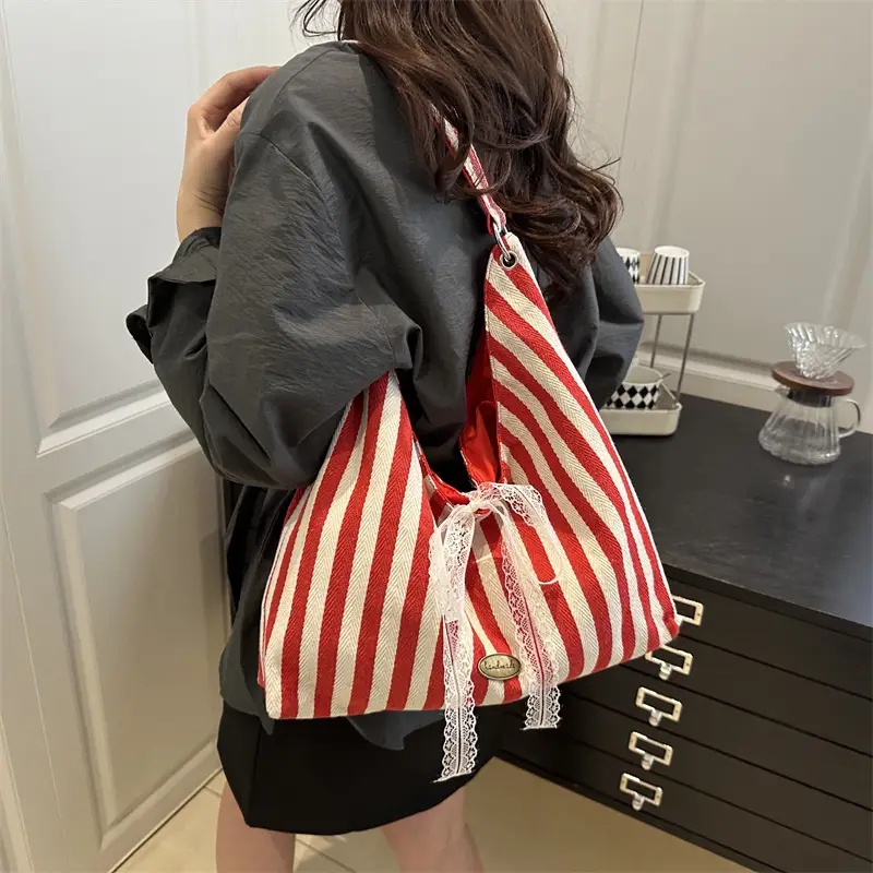 Women Striped Tote Bag Large Capacity 2025 Spring New Style - Image 4