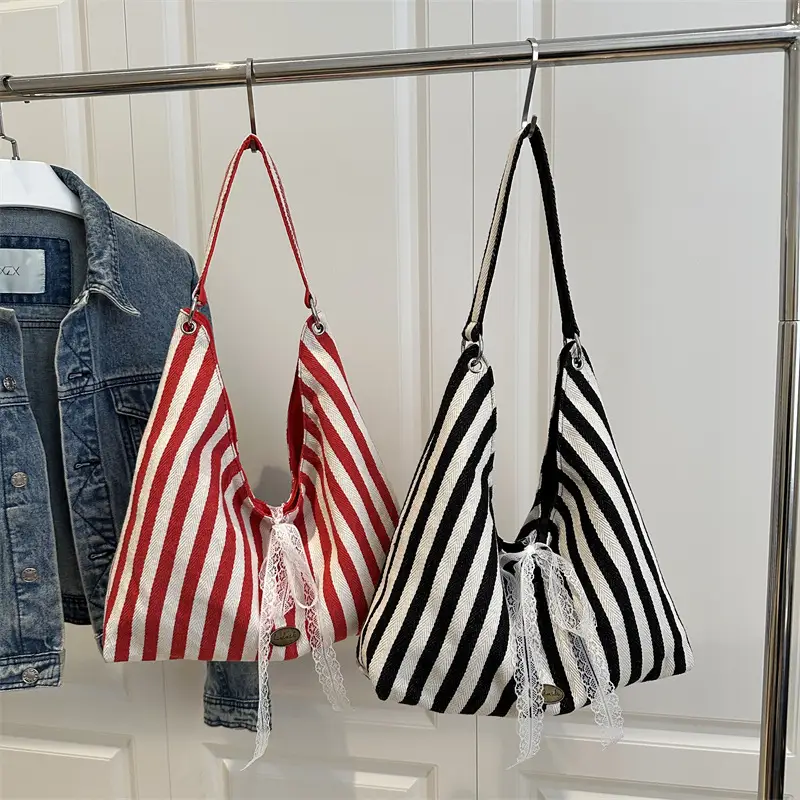 Women Striped Tote Bag Large Capacity 2025 Spring New Style - Image 6