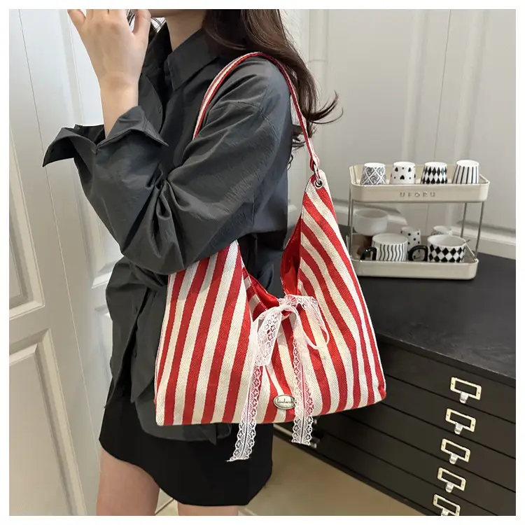 Women Striped Tote Bag Large Capacity 2025 Spring New Style — feature 8