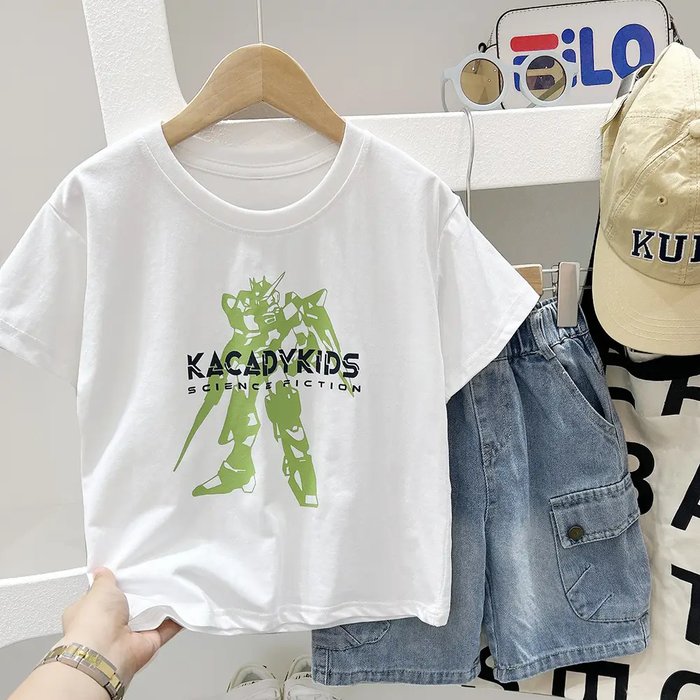 2025 Kids Cartoon Print T-Shirt White Short Sleeve - Image 4