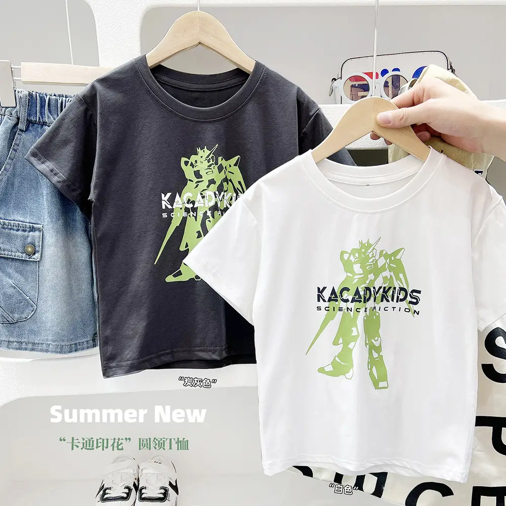 2025 Kids Cartoon Print T-Shirt White Short Sleeve — feature 1