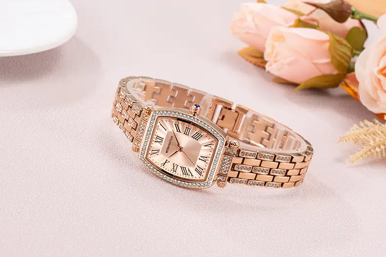 Rose Gold Cross Bracelet Women's Quartz Watch with Roman Scale — feature 10