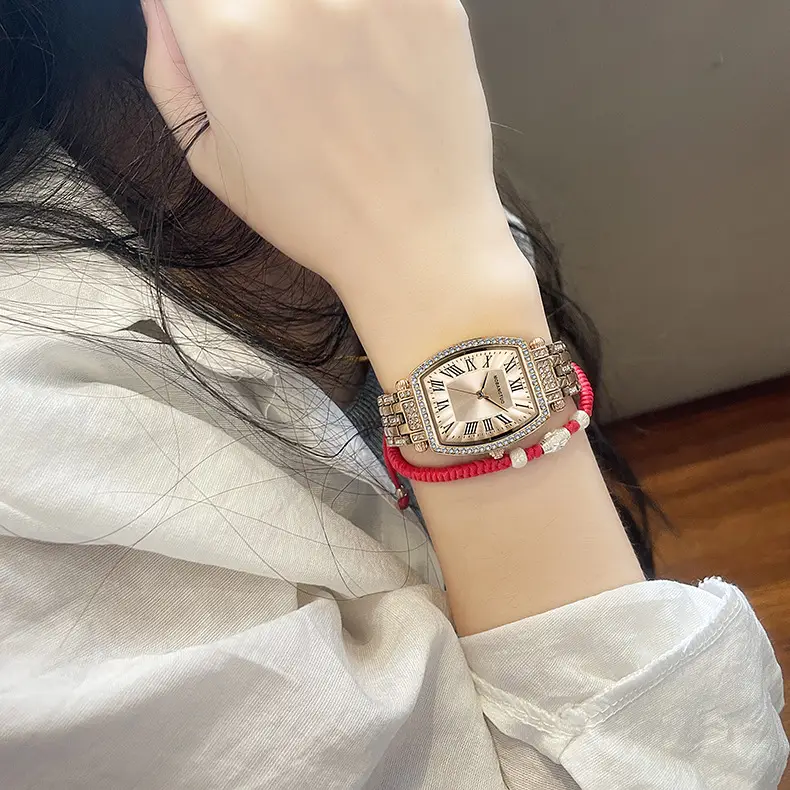 Rose Gold Cross Bracelet Women's Quartz Watch with Roman Scale — feature 18