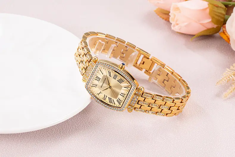 Rose Gold Cross Bracelet Women's Quartz Watch with Roman Scale — feature 6
