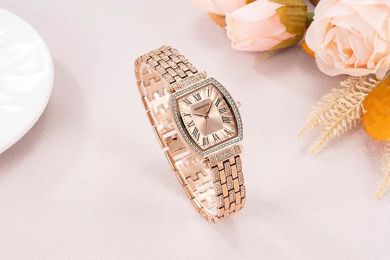Rose Gold Cross Bracelet Women's Quartz Watch with Roman Scale — feature 9