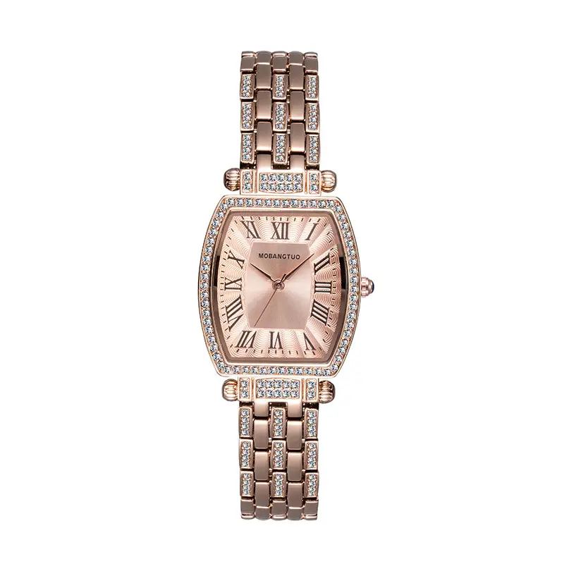 Rose Gold Cross Bracelet Women's Quartz Watch with Roman Scale - Image 2