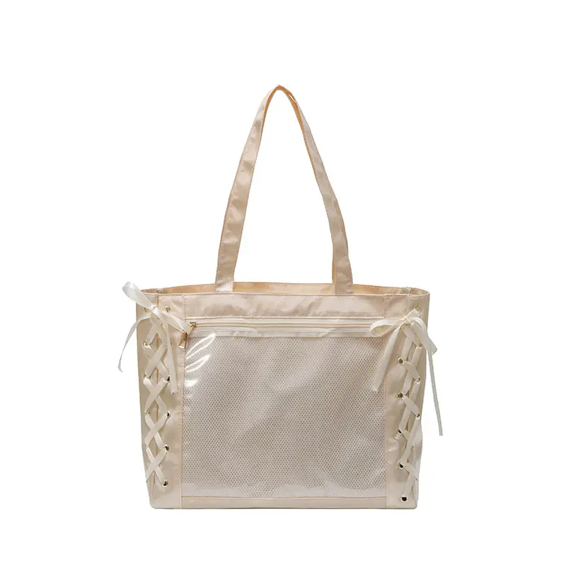 Pink Transparent String Tote Bag for Women - Image 10