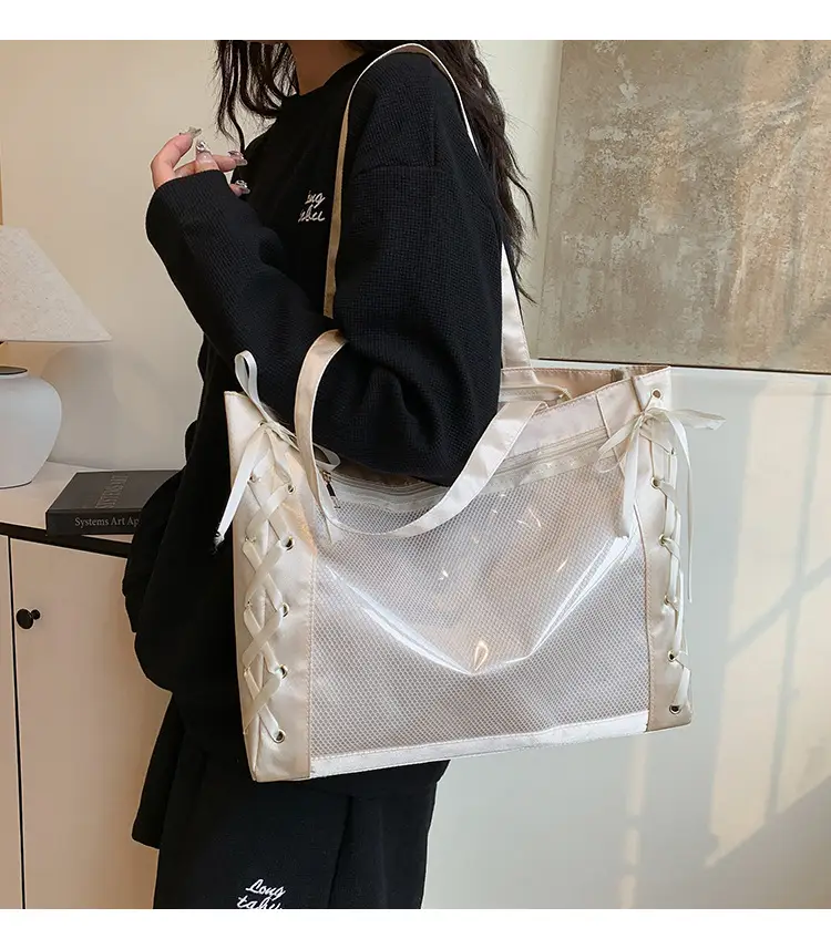 Pink Transparent String Tote Bag for Women — feature 1