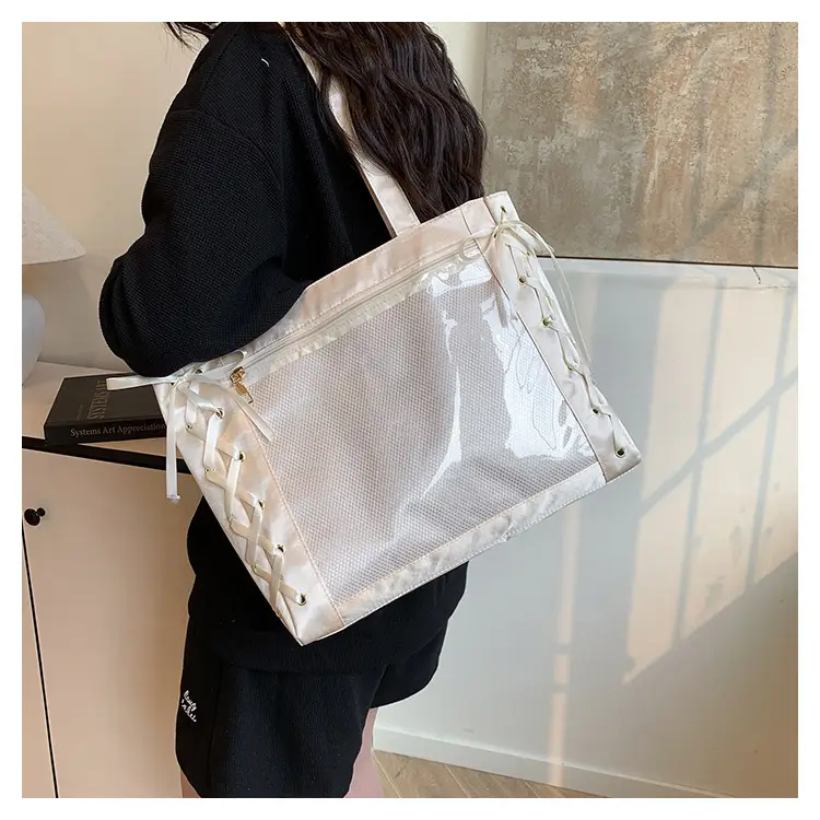 Pink Transparent String Tote Bag for Women — feature 10