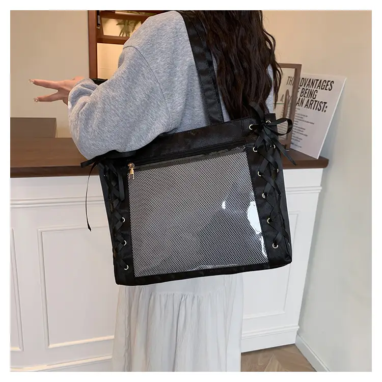 Pink Transparent String Tote Bag for Women — feature 14