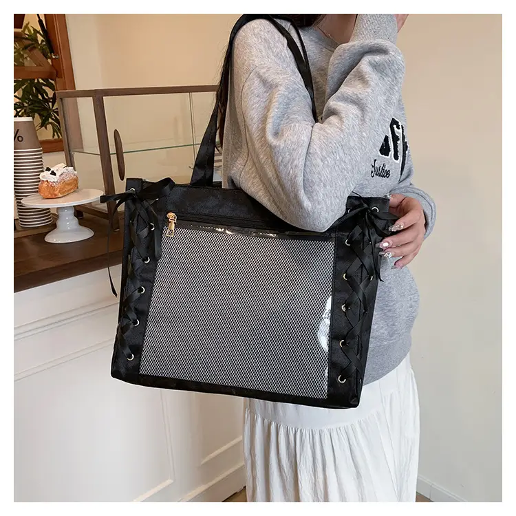 Pink Transparent String Tote Bag for Women — feature 15