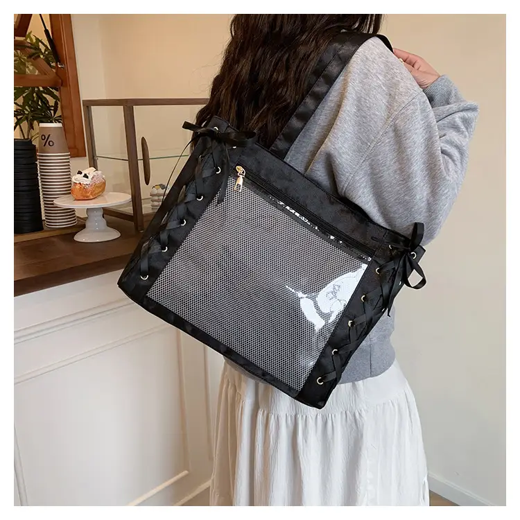 Pink Transparent String Tote Bag for Women — feature 16