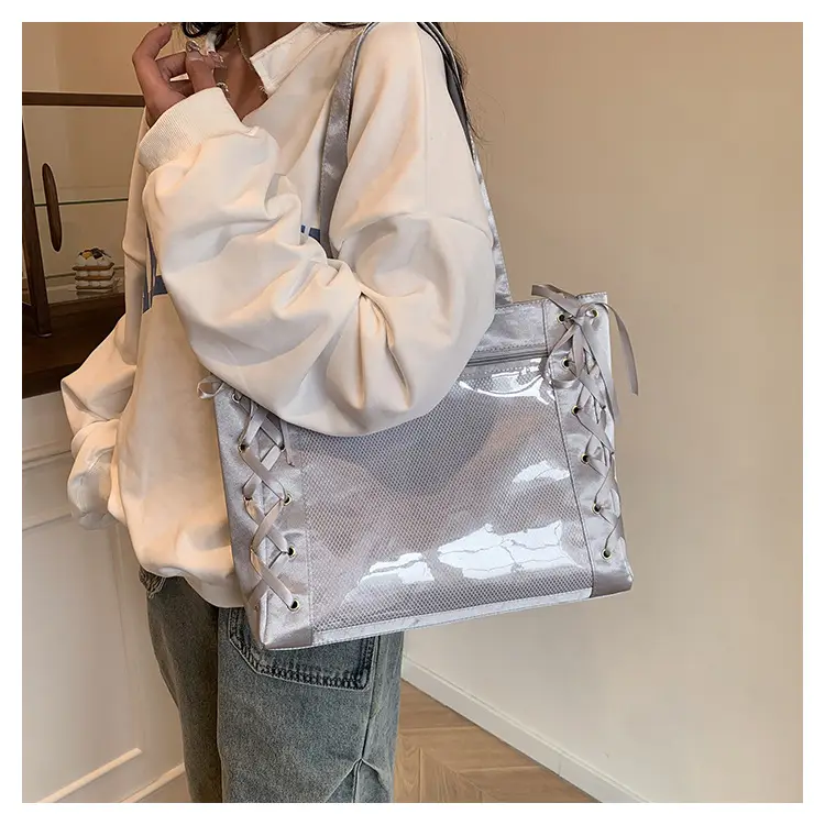 Pink Transparent String Tote Bag for Women — feature 19