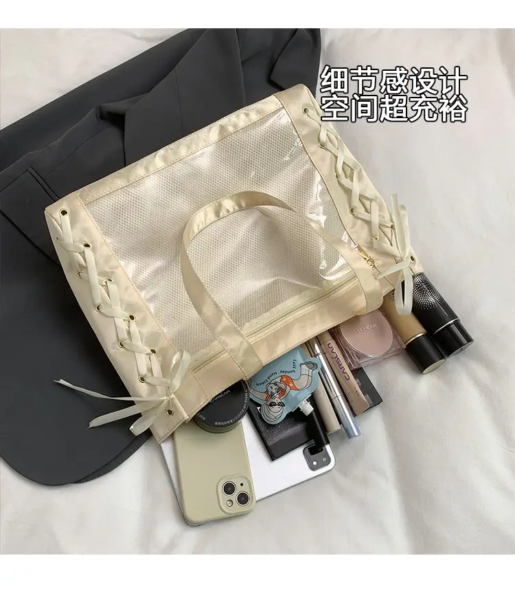 Pink Transparent String Tote Bag for Women — feature 6