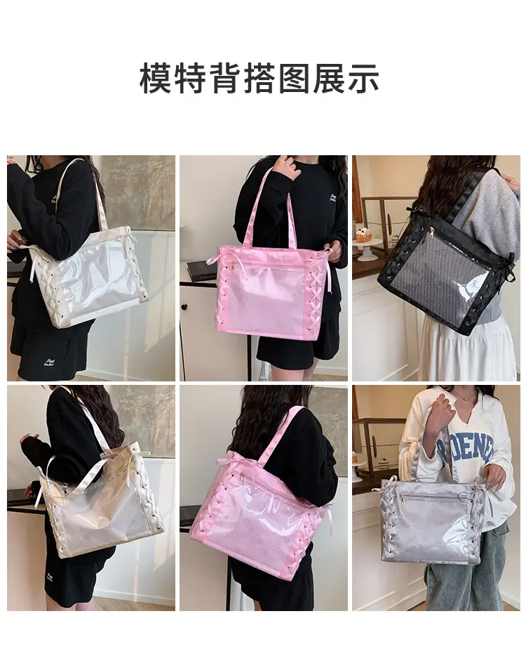 Pink Transparent String Tote Bag for Women — feature 7