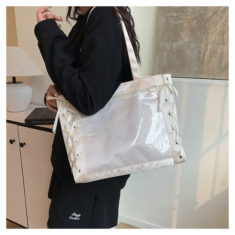 Pink Transparent String Tote Bag for Women — feature 9