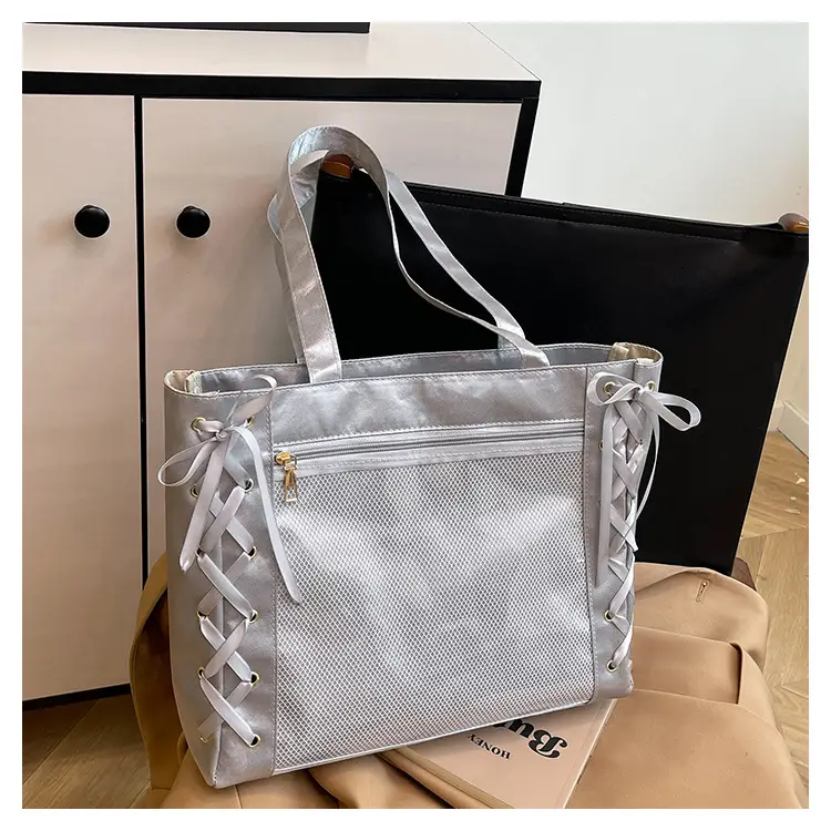 Pink Transparent String Tote Bag for Women - Image 4
