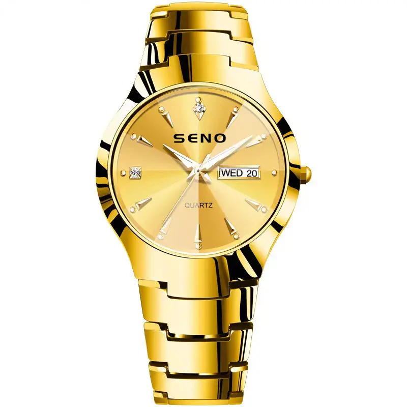 Gold Quartz Watch with Diamond Cover, Waterproof Steel Band, Cross-Border Design - Image 2