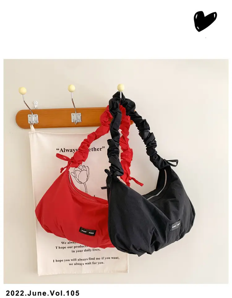 Red Pleated Women's Shoulder Bag 2025 Casual Large Capacity — feature 20