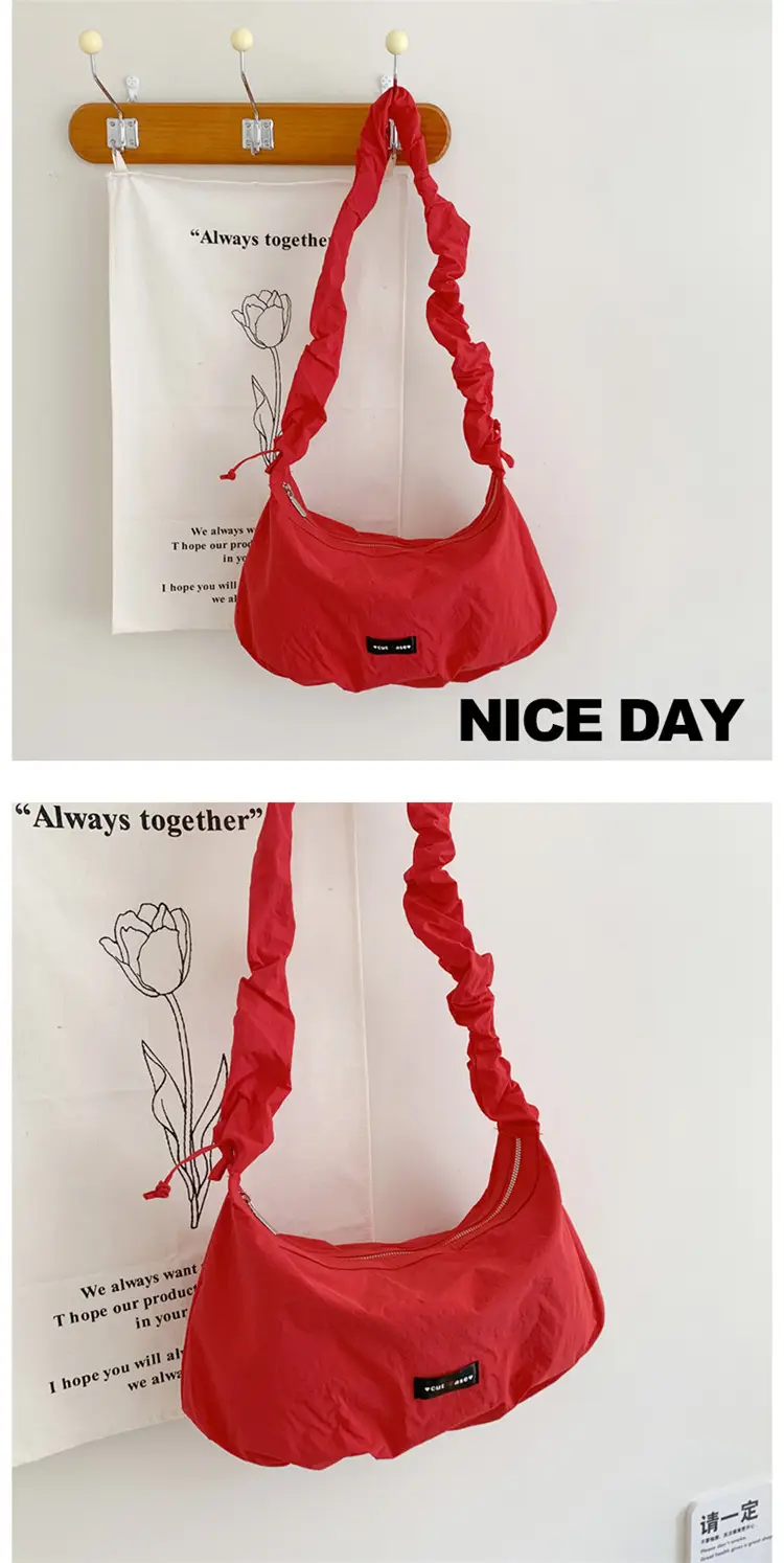 Red Pleated Women's Shoulder Bag 2025 Casual Large Capacity — feature 24