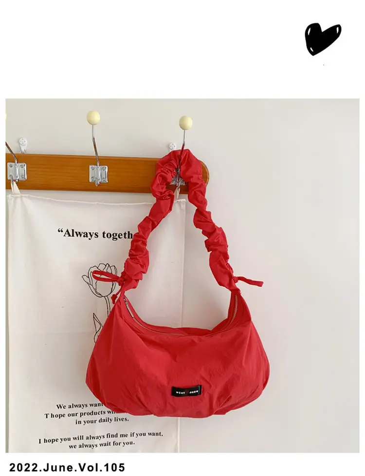 Red Pleated Women's Shoulder Bag 2025 Casual Large Capacity — feature 25