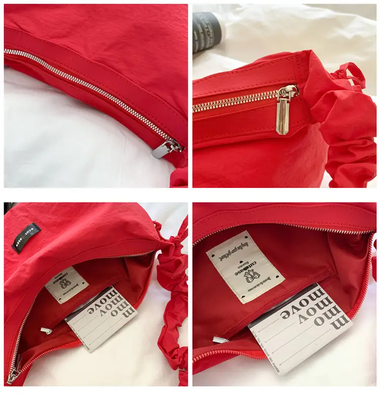 Red Pleated Women's Shoulder Bag 2025 Casual Large Capacity — feature 30