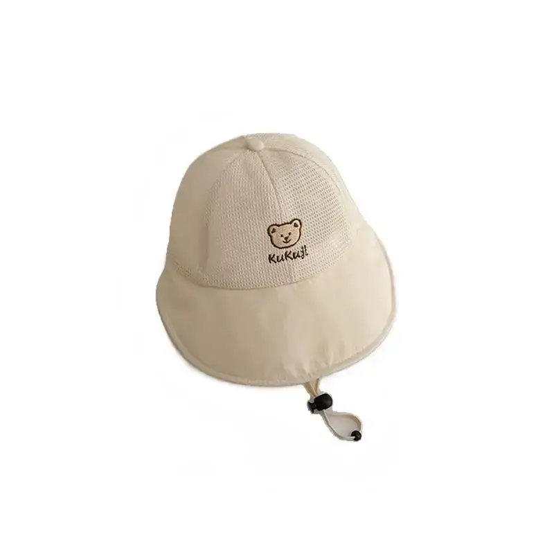 Children's Sun Hat with Big Brim Beige Green - Image 9