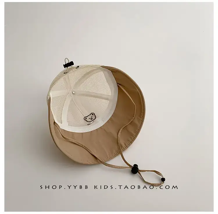 Children's Sun Hat with Big Brim Beige Green — feature 11