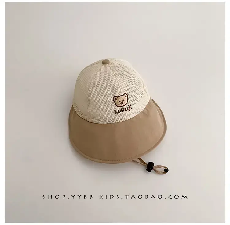Children's Sun Hat with Big Brim Beige Green — feature 14