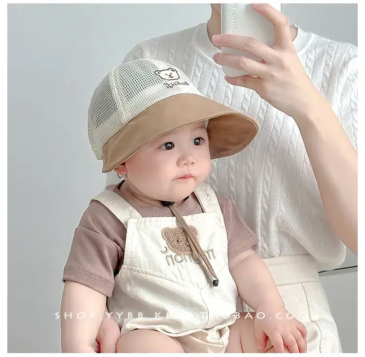 Children's Sun Hat with Big Brim Beige Green — feature 2
