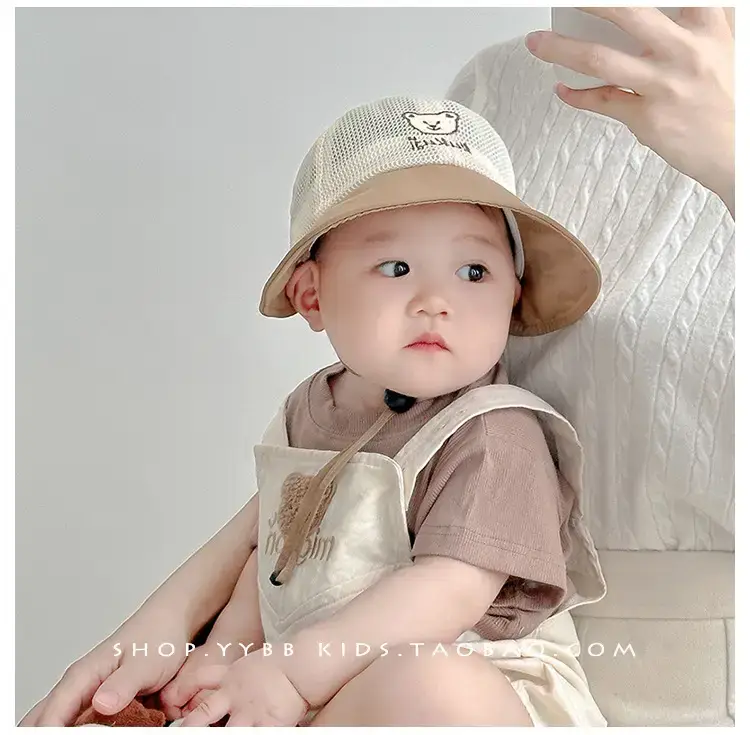 Children's Sun Hat with Big Brim Beige Green — feature 6