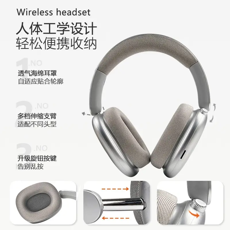 2026 Black Over-Ear Noise Cancelling Headphones Bluetooth