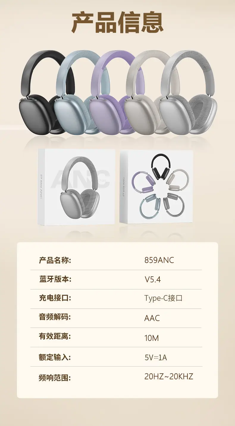 2026 Black Over-Ear Noise Cancelling Headphones Bluetooth — feature 20