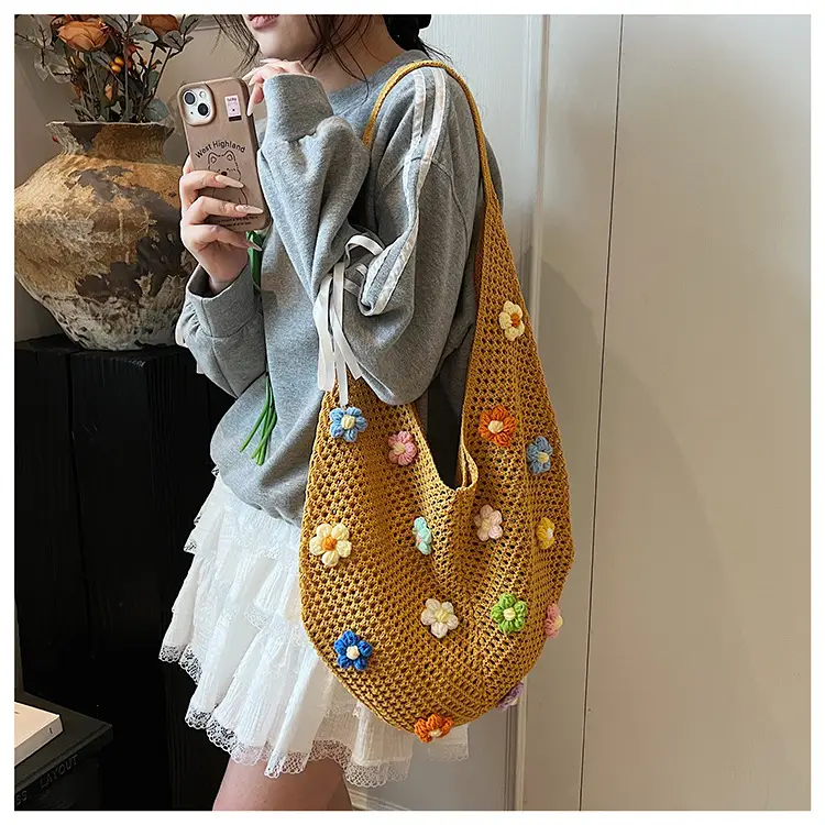 Handwoven Flower Bag for Women Small Fresh Casual Shoulder Bag — feature 10