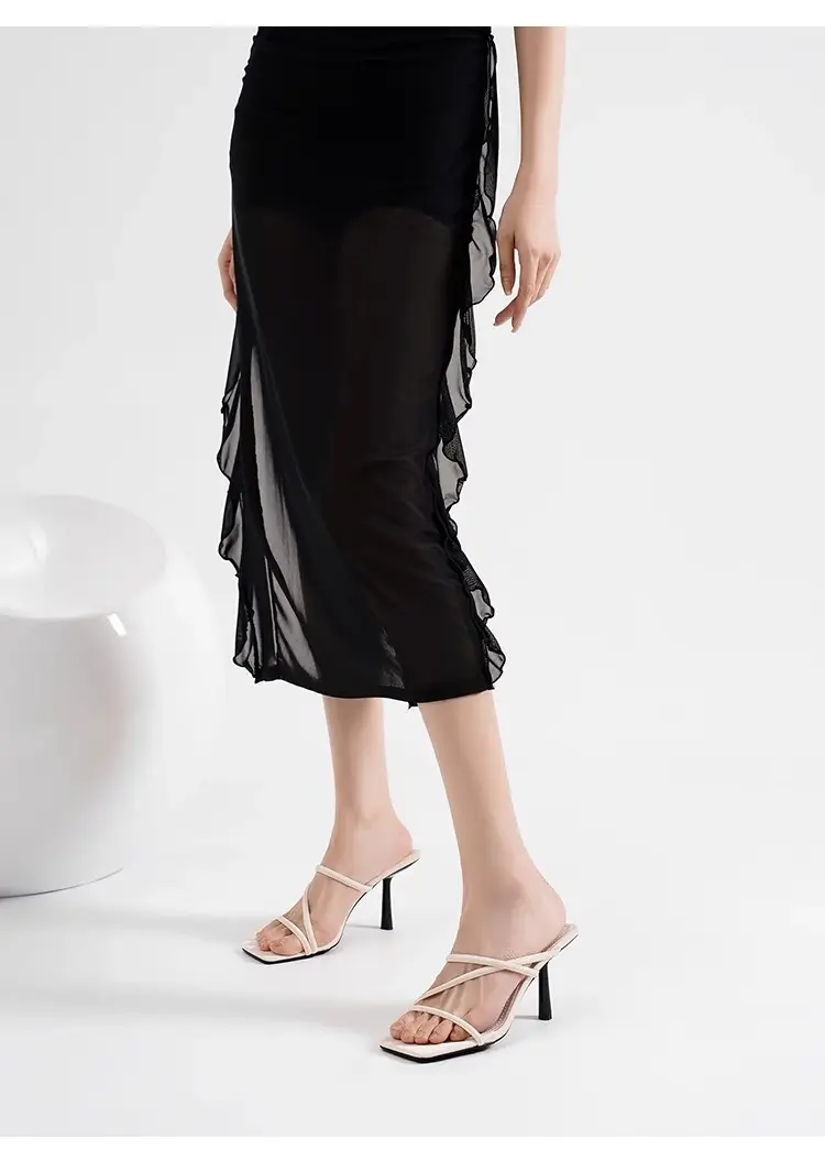 Black Square Toe Stiletto Sandals Women Summer — feature 7