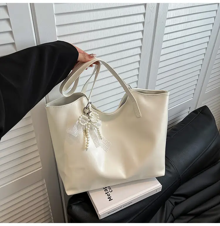 Pink Pearl Embellished Tote Bag for Women - Image 2