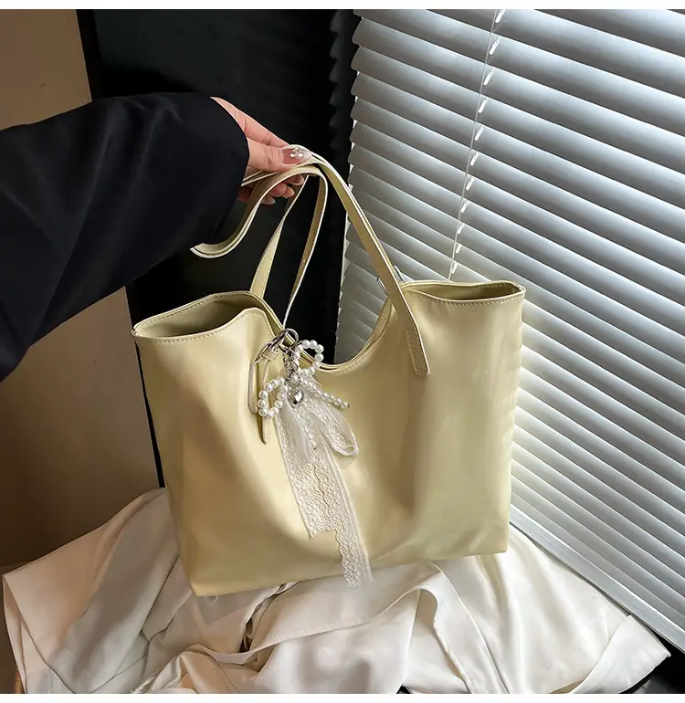 Pink Pearl Embellished Tote Bag for Women - Image 3
