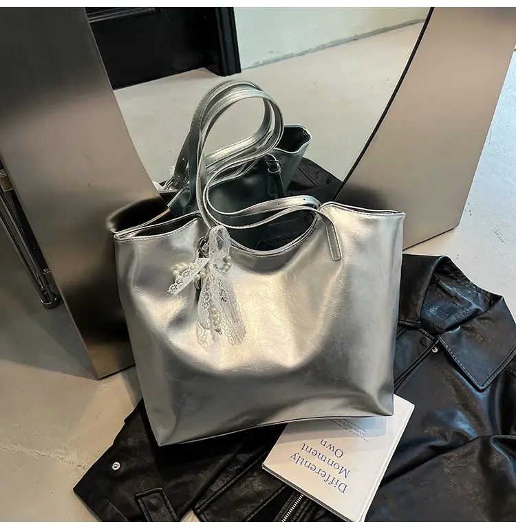 Pink Pearl Embellished Tote Bag for Women - Image 6