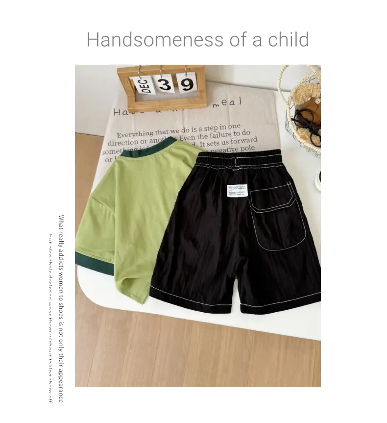Boys Green Short Sleeve T-Shirt Shorts Set 2026 — feature 10