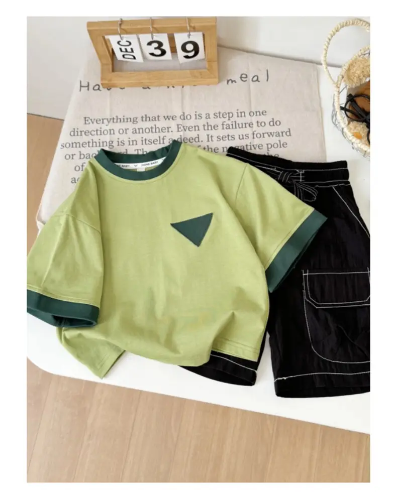 Boys Green Short Sleeve T-Shirt Shorts Set 2026 — feature 12