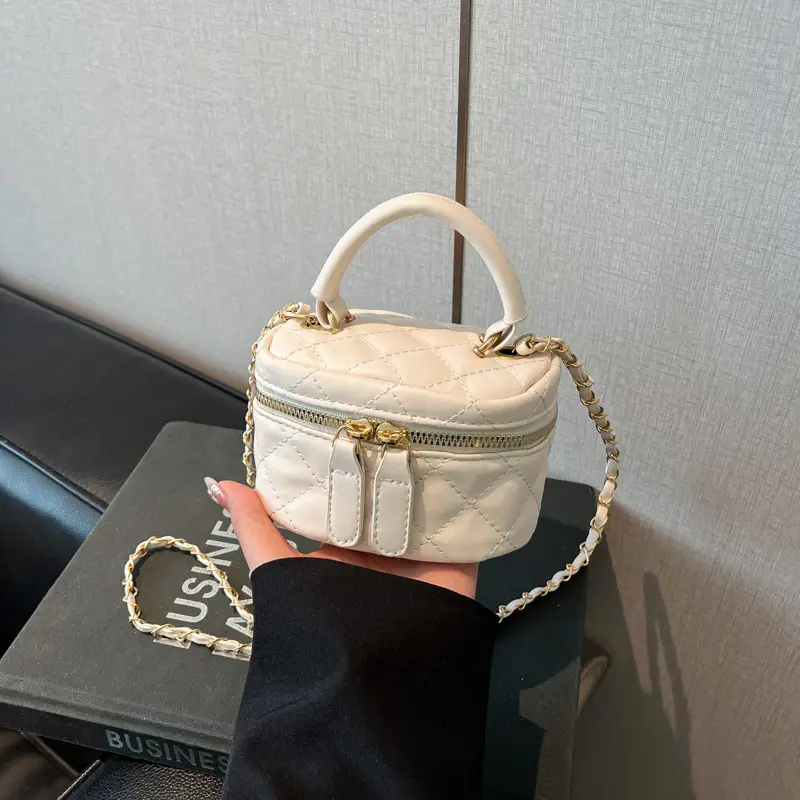 2025 New Silver Quilted Crossbody Bag with Chain Strap - Image 10