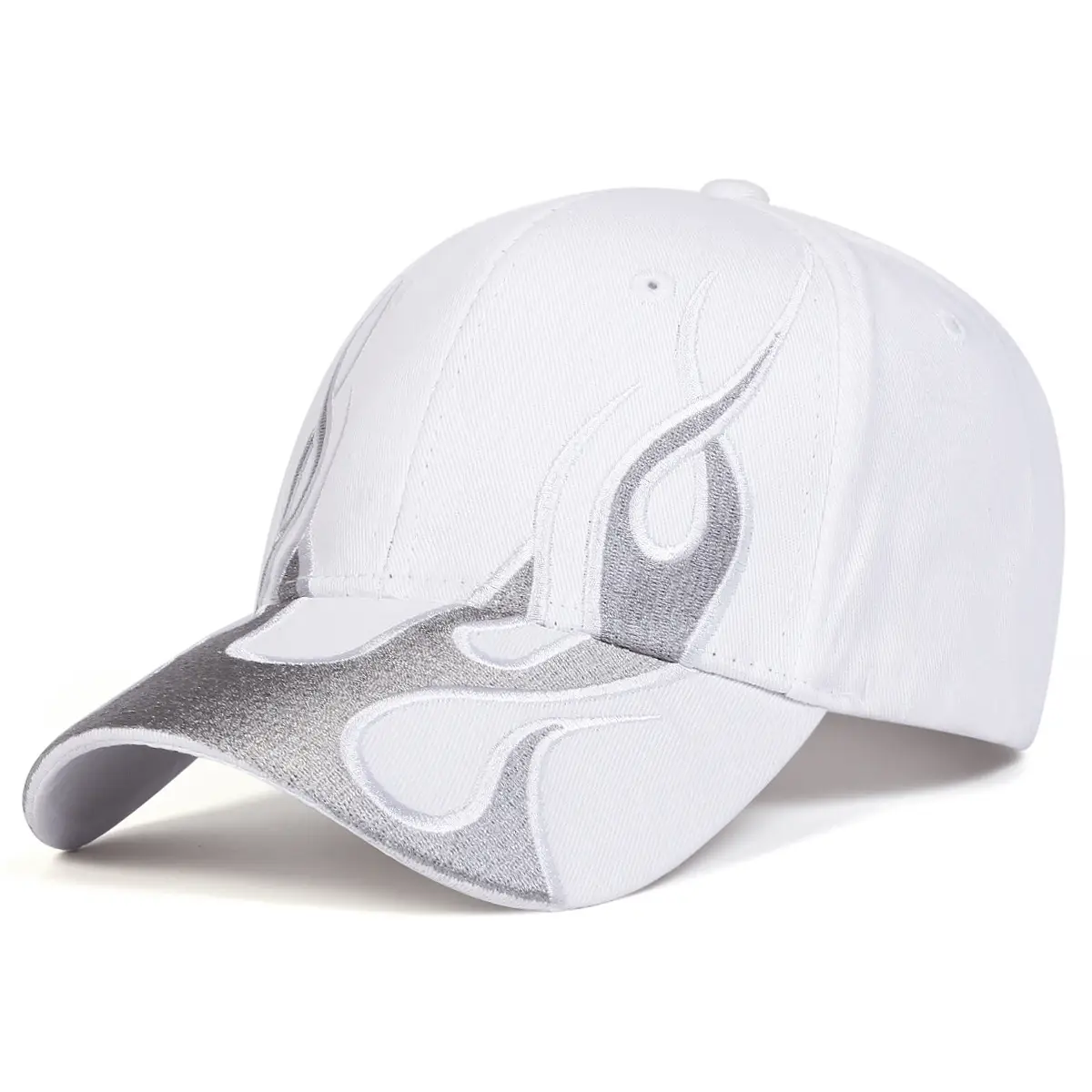 Kanye Flame Embroidered Baseball Cap Black Silver White — feature 5