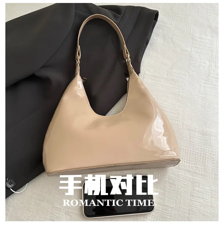 Glossy Red Patent Leather Shoulder Bag for Women — feature 5