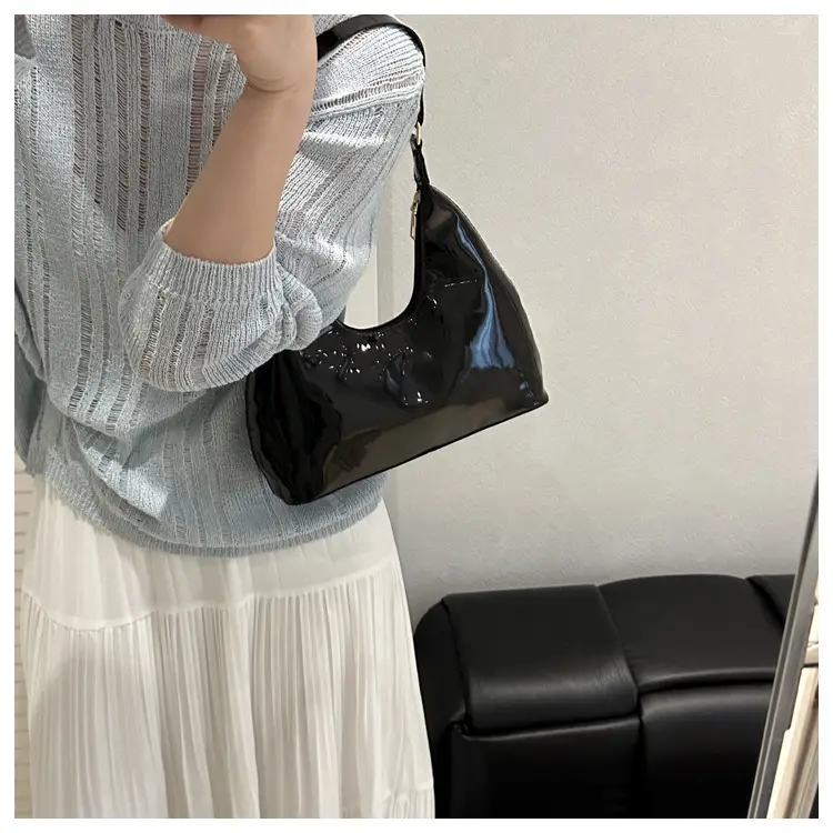 Glossy Red Patent Leather Shoulder Bag for Women — feature 7