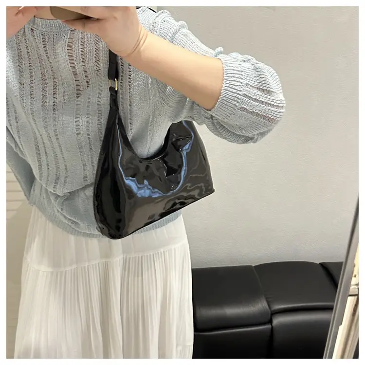 Glossy Red Patent Leather Shoulder Bag for Women — feature 8