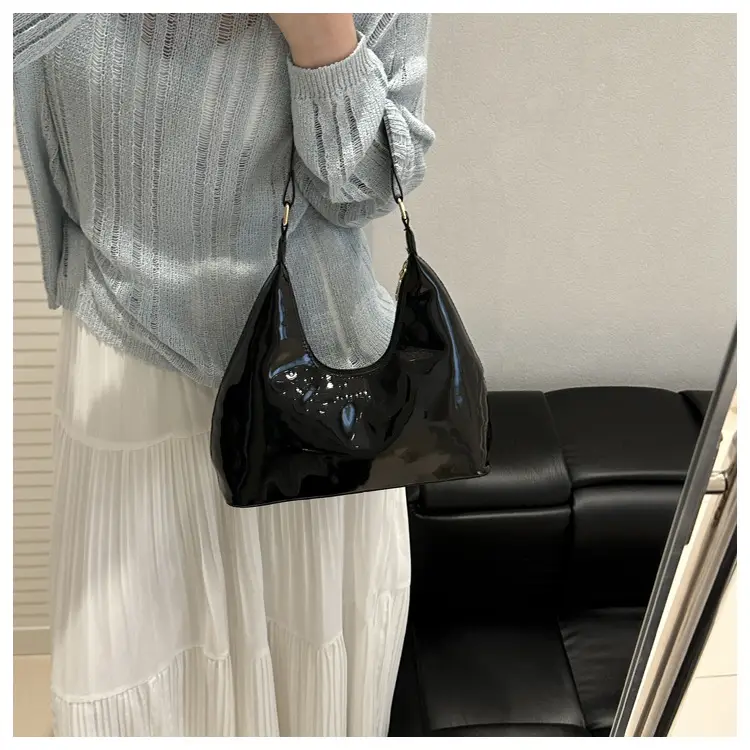 Glossy Red Patent Leather Shoulder Bag for Women — feature 9