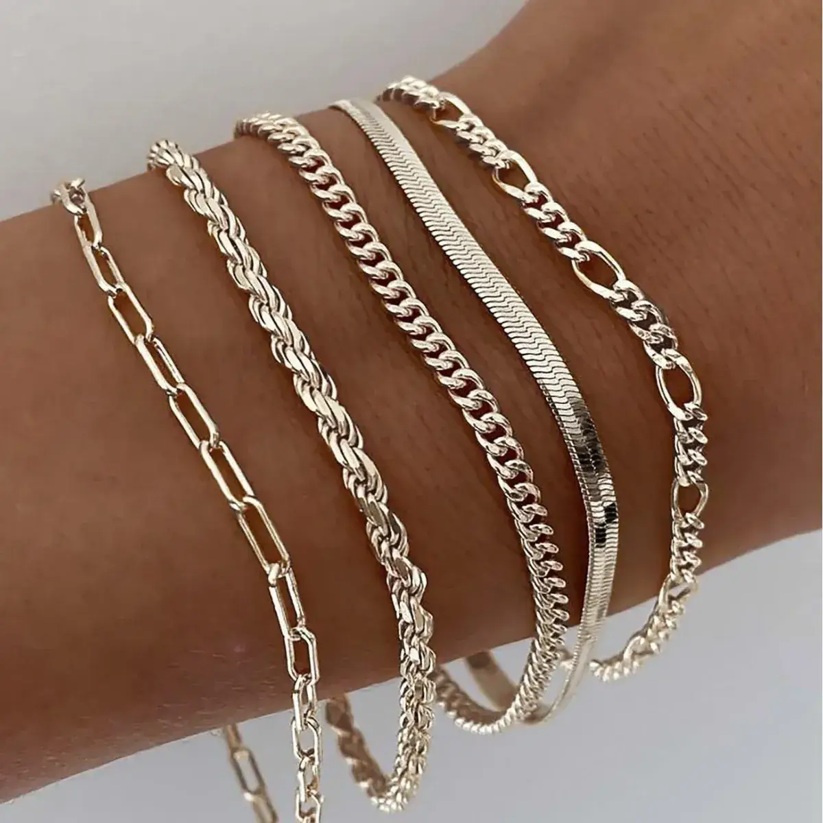 Golden Multi-Layer Chain Bracelet Set for Women - Image 2