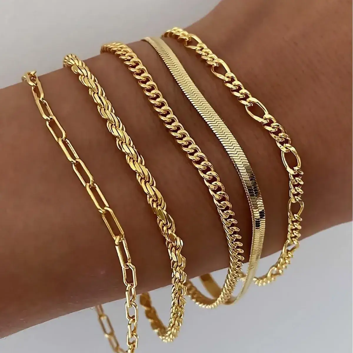 Golden Multi-Layer Chain Bracelet Set for Women - Image 4