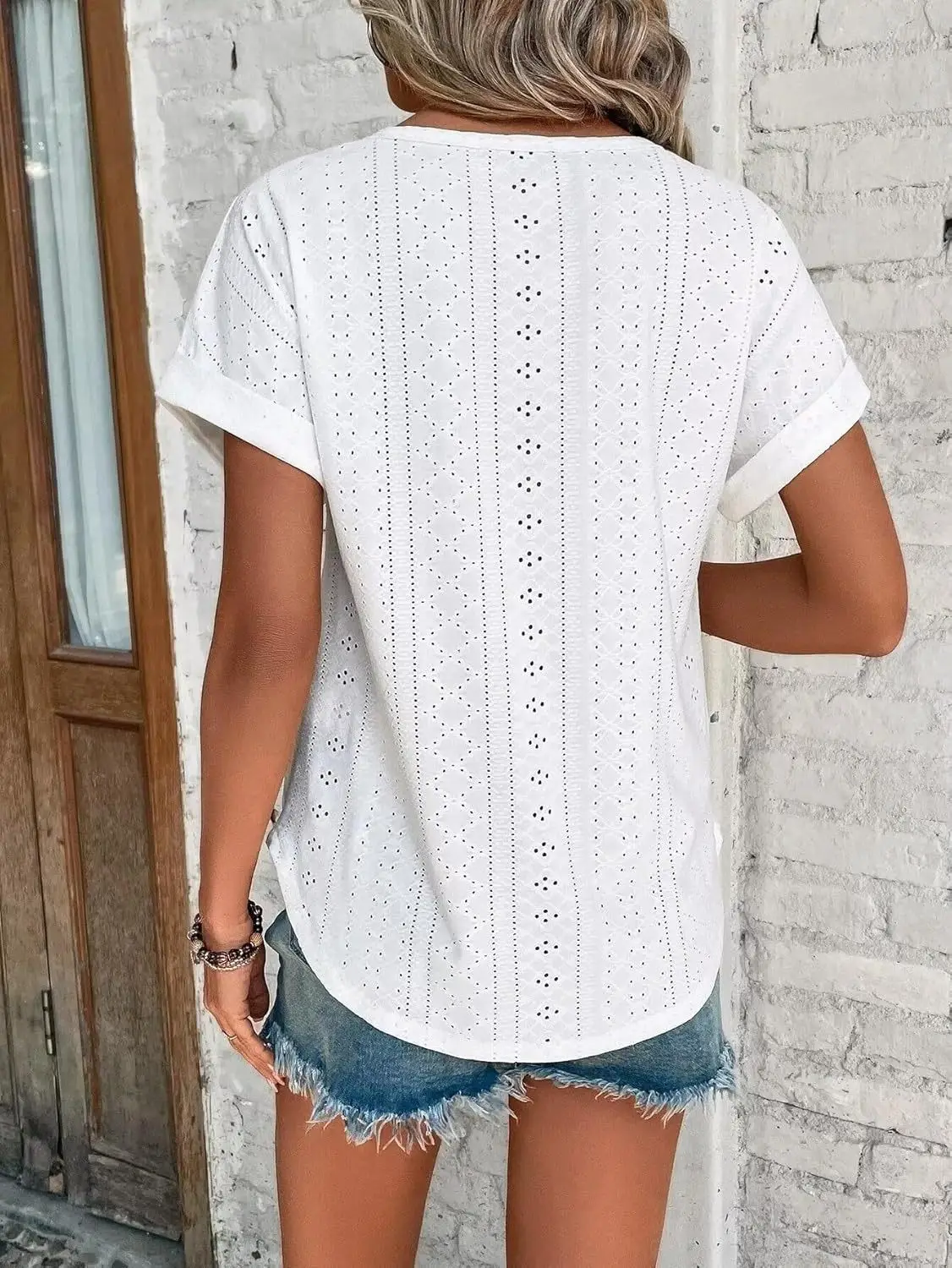 Women Casual T-Shirt Curved Hem Summer Spring 2025 — feature 3